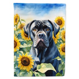 Caroline's Treasures DAC6045CHF Cane Corso in Sunflowers House Flag Large Porch Sleeve Pole Decorative Outside Yard Banner Artwork Wall Hanging, Polyester, House Size, Multicolor