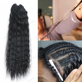 RHEANNA Feather Crochet Human Hair Extensions Wet and Wavy Knotless Pre-Separated Crochet Hair Extensions Human Hair With String In The Middle Braid 18inch 60g