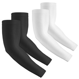 2 Pairs UV Protection Cooling Arm Sleeves Compression Sun Sleeves for Men Women Youth, Tattoo Cover Up, UPF 50 - Color: 2 Pairs: 1 Pair Black & 1 Pair Light Gray