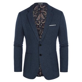 Mens Casual Sport Coats Two Button Suit Jacket with Pockets Lightweight Sport Coat Blazer Navy