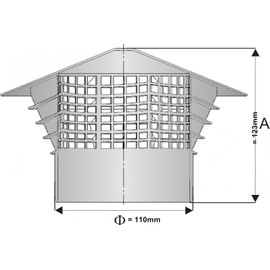 WYSKONT Grey Ventilation Hood Polypropylene - Roof Vent DN110, UV-Stabilised, Aesthetic, Protection Against Leaves, Insects, Birds, No Connections, Mounting on the Pipe (DN110)