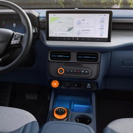 HDUFC for Ford Maverick 2025-up Aluminum Alloy Interior Accessories, Shift knob, Engine Start Stop Cover/Ring, Headlight Control Cover, Volume Control knob Cover, 5-Piece Set (Orange)