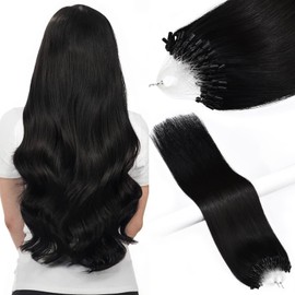 Brazilian Remy Natural Micro Beads Hair Extension 0.5g/s 100s 50g/pack Easy Loop Micro Ring Hair Extensions(18 inch, 1)