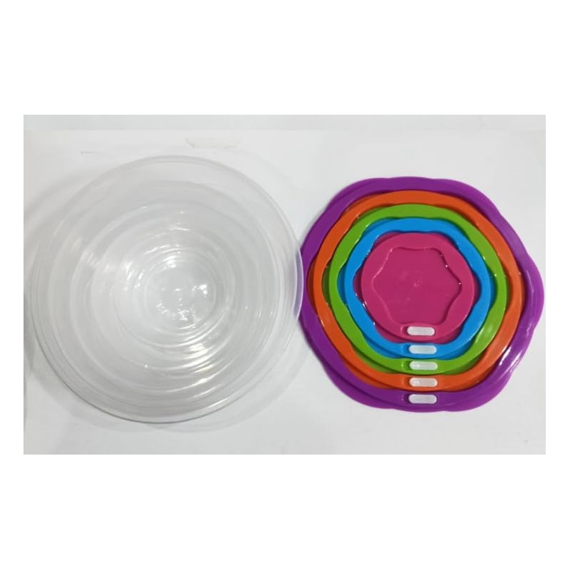 Mr.Gadget's Solutions 5-Piece Hexagonal Plastic Bowl Set with Snap-Lock Lids