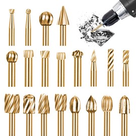 2RIYADH Juego de Fresas Rotativas de Carburo, 20pcs Fresas Diamante, Afilada, Juego de Fresas Rotativas de Carburo de Doble Corte, Apto para Grabar en Madera