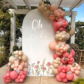 Baby in Bloom Baby Shower Party Decorations Decal Sign for Backdrop Gold Large Neutral Gender Reveal Decor, Pregnancy Wall Decoration Decor (White-Oh)