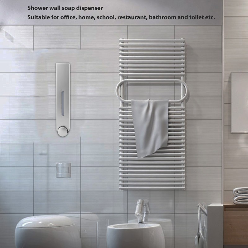 Manual Press Wall Mount Soap Dispenser Refillable Space Saving Shower