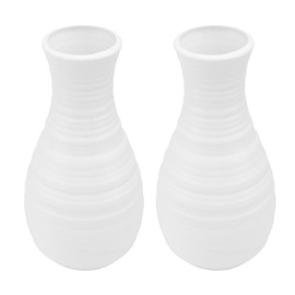 DOITOOL 2pcs White Ceramic Look Plastic Vase for Flower Unbreakable Flower Vase Safe for Your Kids Indoor Flower Vases for Home Decor