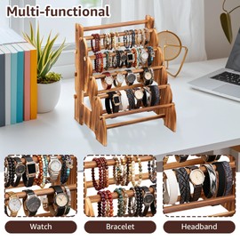 8 Tier Wooden Bracelet Holder, Adjustable Jewelry Bracelet Display Stand, Elegant Portable Wooden Bangle Holder, Jewelry Display Storage for Vendors, Retail Stores, Craft Shows and Home Storage