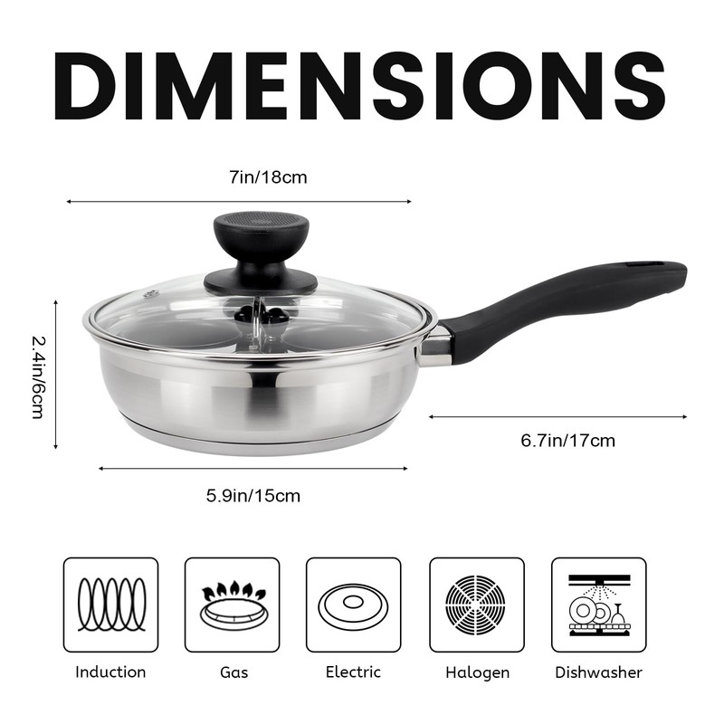MARSKITOP Egg Poacher Pan Nonstick 2 Eggs, Poached Egg Cooker