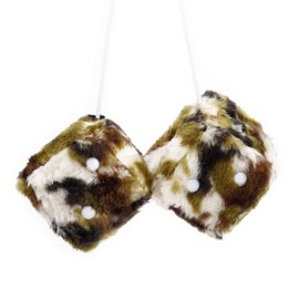 YGMONER Camo Fuzzy Dice for Rear View Mirror, Pair of 2.75" Plush Dice Retro Hanging Ornaments Car Interior Rearview Mirror Decor Accessories (Camo)