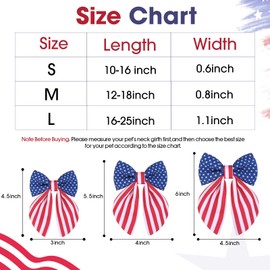 4th of July Dog Collar with Bow, Independence Day American Flag Dog Collar Adjustable with Metal Buckle, Star & Stripes Patriotic Puppy Collar for Small Dogs