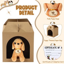 HyDren 73 Pcs Adopt a Puppy Party Favors 4. 72 Inches Plush Dog Bulk 24 Stuffed Animals 24 Gift Boxes 24 Adoption Cards with Standing Sign Cute Plush Toys for Adopt a Pet Birthday Party Favors