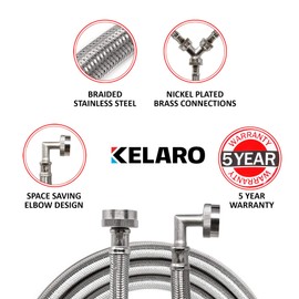 Premium Steam Dryer Hose Installation Kit - Stainless Steel Hoses, 10 Foot from Kelaro