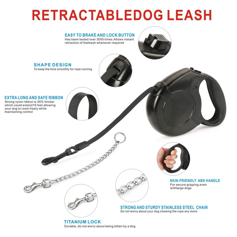 Idepet Heavy Duty Retractable Dog Leash for Small and Medium