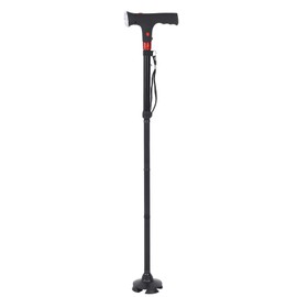 Aluminum Alloy Folding Light Cane Elderly Four‑legged with Lamp Non‑slip Walking Stick