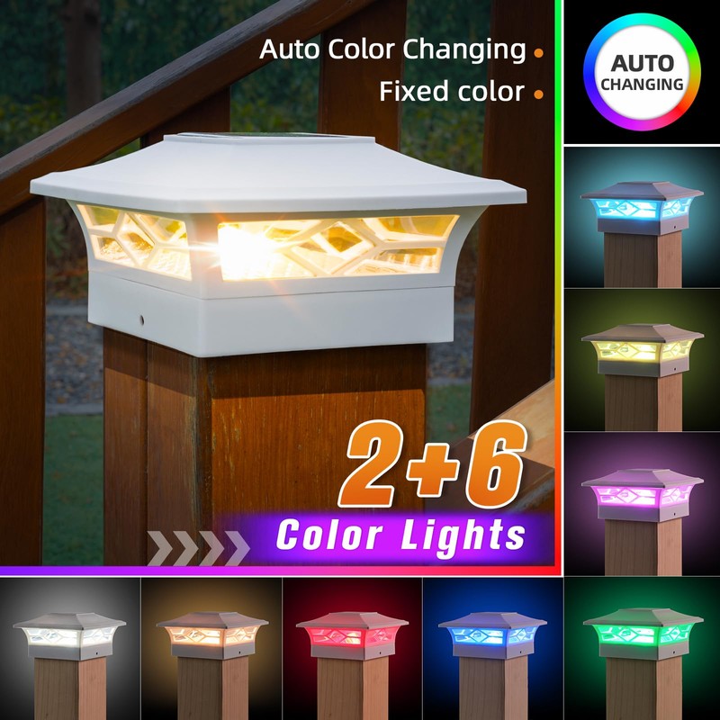 APONUO 4x4 Post Solar Lights,Post Cap Lights Solar Powered with