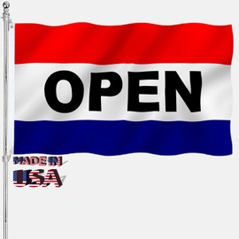 Open Flag for Businesses 3x5 Outdoor Double Sided Heavy Duty 3 Ply Polyester Material with 2 Metal Grommets, 4 Rows of Stitching
