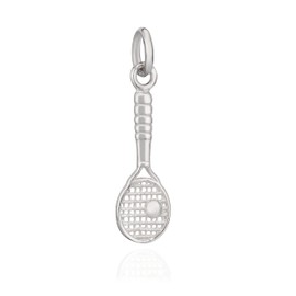 NKlaus 10217 Tennis Racket Pendant with Ball 925 Silver 19 x 6 mm Silver Pendant Amulet, Silver
