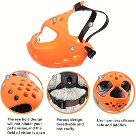 QQLe Soft Silicone Dog Muzzle for Short-Snouted Dogs, Comfort Basket Design, Bite/Chew/Lick Prevention, Allows Panting&Drinkin (Black, S(Head 10.6 – 12.6in))