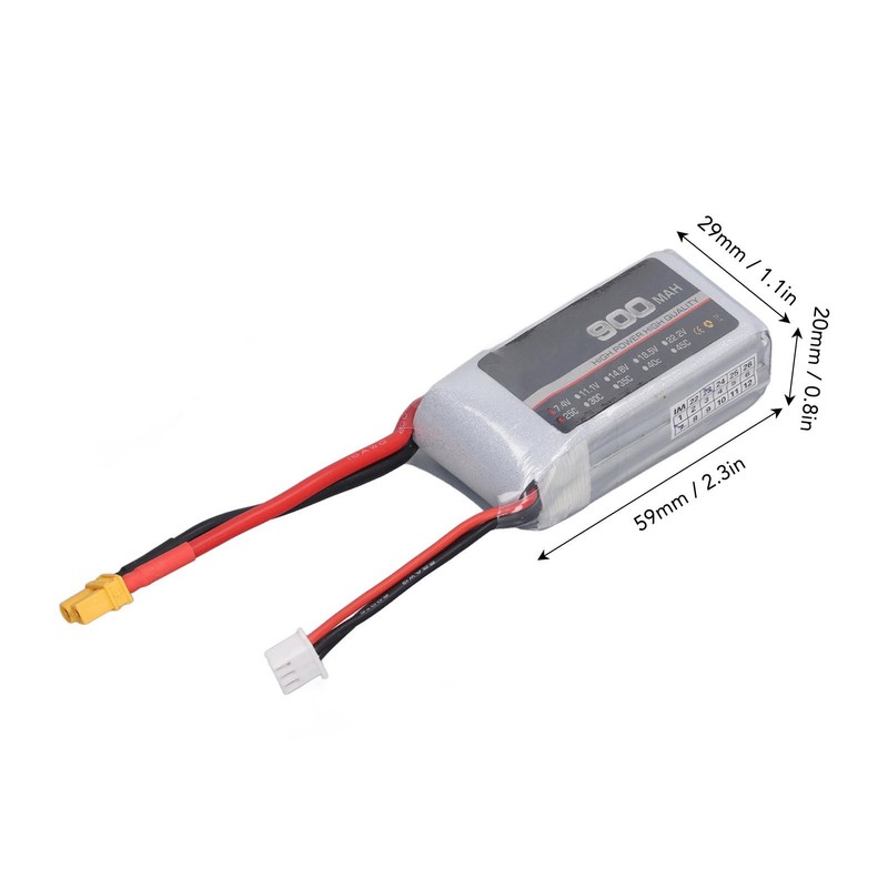 LiPo Battery 25C 900mAh XT30 Connector Stable Powerful Performance RC