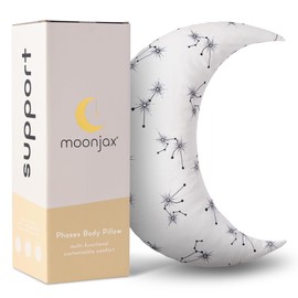 Moonjax Phases Body Moon Pillow, Shredded Foam and Polyester Crescent Pillow, Extra Soft Nursing Pillow, 27.5(L) x 9.5(W) inches, Constellation