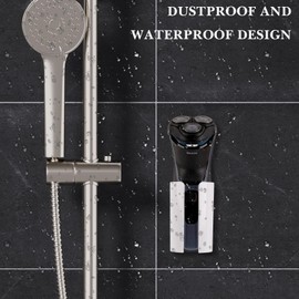 LUEXBOX 2 Pack Electric Razor Holder for Shower, Self Adhesive Shaver Storage Organizer with Quick Dry Bottom, Bathroom Wall Holder for Electric Toothbrush, Toothpaste, Electric Shaver (White)