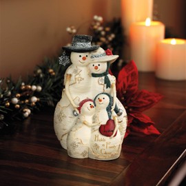 BirchHeart 5-Inch Tall Snowman Family, Reads "Love Holds a Family Close" by Pavilion Gift Company