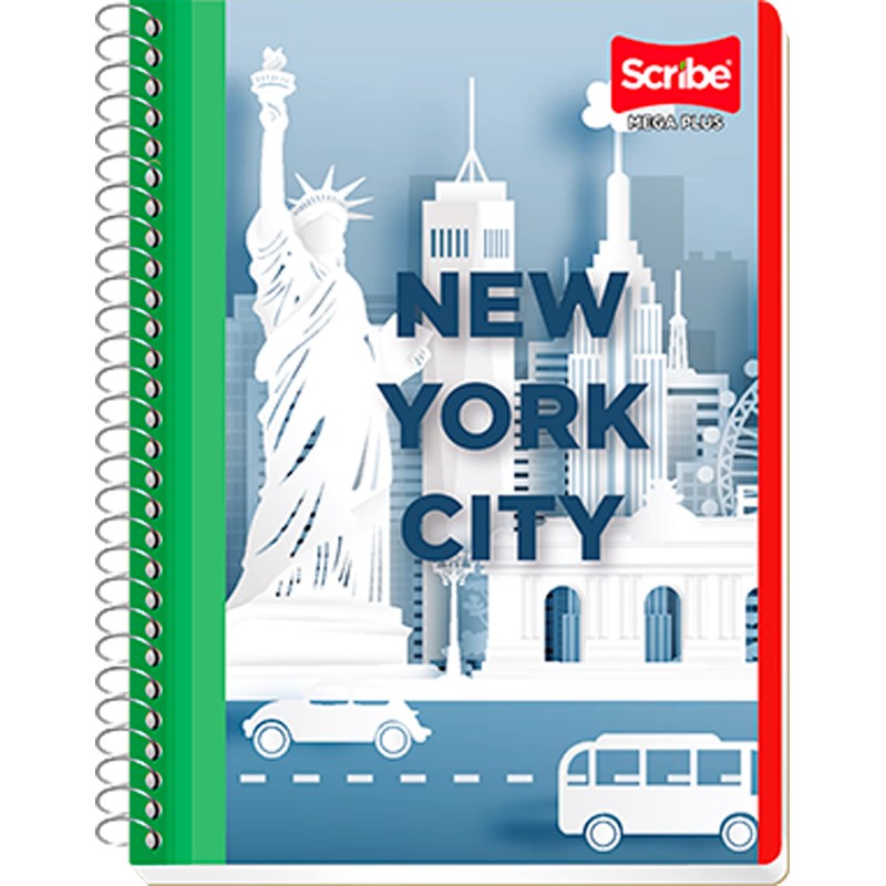 Scribe, MEGA PLUS, Cuaderno Francés Espiral Sencillo de Pasta Semi
