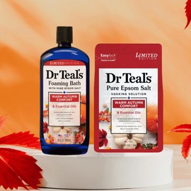 Dr Teal's Warm Autumn Comfort Pure Epsom Salt Soak and Warm Autumn Comfort Foaming Bath Duo Pack (Autumn Salt + Foaming Bath)