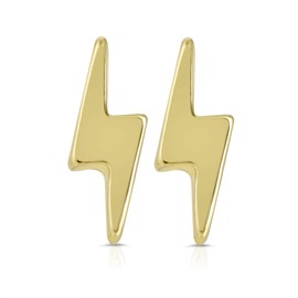 arete pequeños de tuerca con forma de pluma de la suerte para mujer, de oro de 14 quilates con tornillo de trueno, presentados en una tarjeta de mensaje sentimental que es un regalo ideal para mujeres y adolescentes