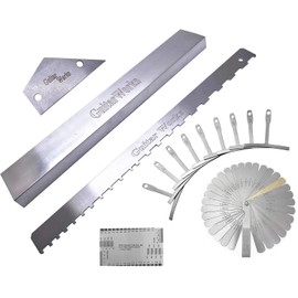 jiayouy Set of 14 Pieces Luthier Tools Set Guitar Neck Notched Straight Edge 9pcs Guitar Radius Gauge String Action Gauge Ruler Fret Rocker Fret Leveling Beam for Guitar and Bass Setup Tool