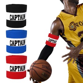 3pcs Soccer Captain Armband Adjustable Football Basketball Player Bands Elastic Protective Arm Badge for Youth Adult Team Training(Color:Black)