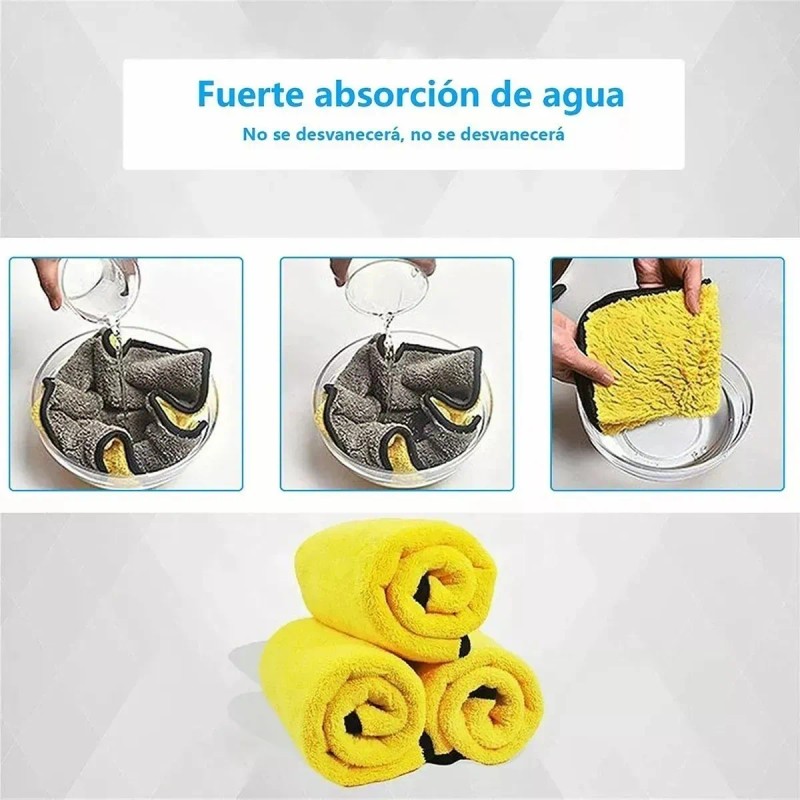 5 Paño Mágico Seco Con Toalla Superfina, 30*40cm Amarillo