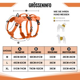 OneTigris Dog Harness, T-Bone Tactical Harness with 2 Handles, Escape Proof, Adjustable Chest Harness for Dogs, Hunting, Hiking, Training, Walking, Outdoor Activities (Orange, L)