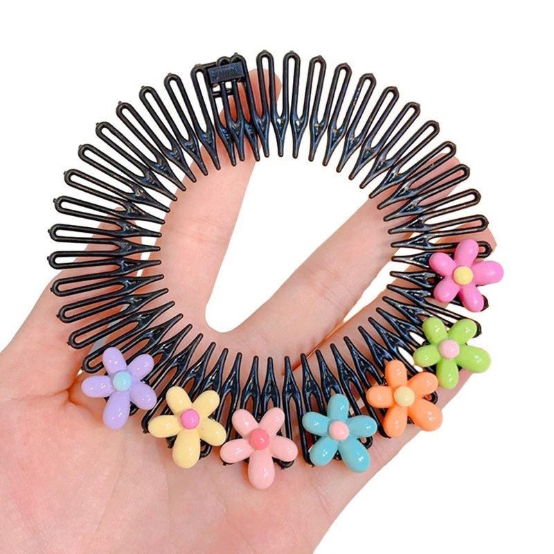 Black Stretchy Full Circles Comb Plastic Circular Hair Comb Stretchy