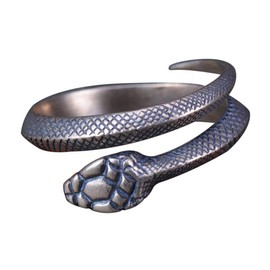 NicoWerk SRI537 Women's Silver Ring Snake 925 Sterling Silver Vintage Blackened Narrow Adjustable Open, Sterling Silver, No Gemstone