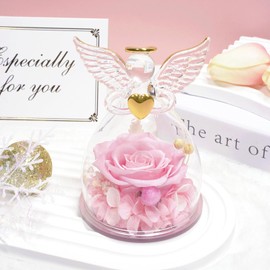 Sunia Gifts for Women Christmas, Eternal Rose Angel Figure Gifts for Mum, Eternal Flower Angel Gifts, Birthday Gift for Women, Real Roses, Mother Grandma Gift, Christmas Valentine's Day