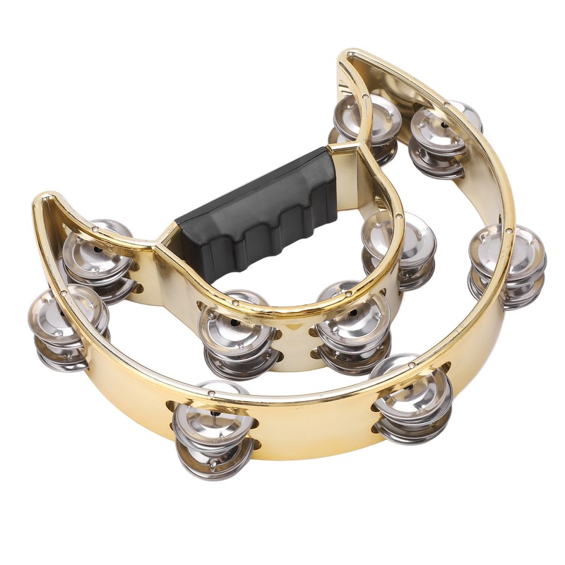 Double Row Hand Tambourine Metal Tambourine with Plating Bells Percussion