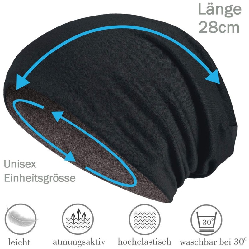 Hatstar Long Slouchy Beanie, 2-in-1 Reversible Jersey Hat in 45