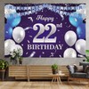 Happy 22nd Birthday Banner Backdrop Navy Blue Balloons Confetti Stripe