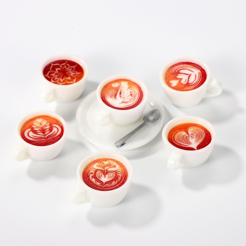 Lyreh 12pcs Mini Coffee Cups, 6 Styles Resin Miniature Coffee