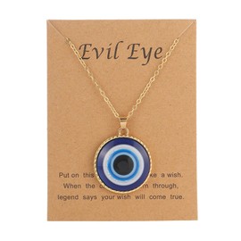 14k Gold Plated Evil Eye Blue Eye Hand Pendant Necklace Cubic Zirconia Colored Eye Pendant Necklace Trendy Adjustable Boho Protection Lucky Protection Everyday Jewelry Christmas gift for Women I
