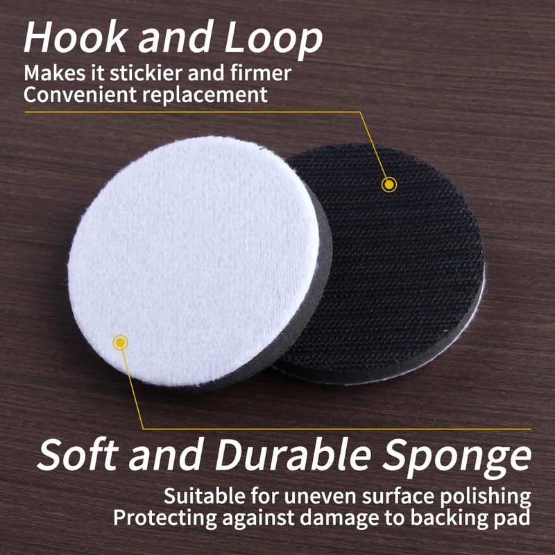 SPEEDWOX 3" Soft Foam Layer Buffer Pads, 5 Pack Velcro