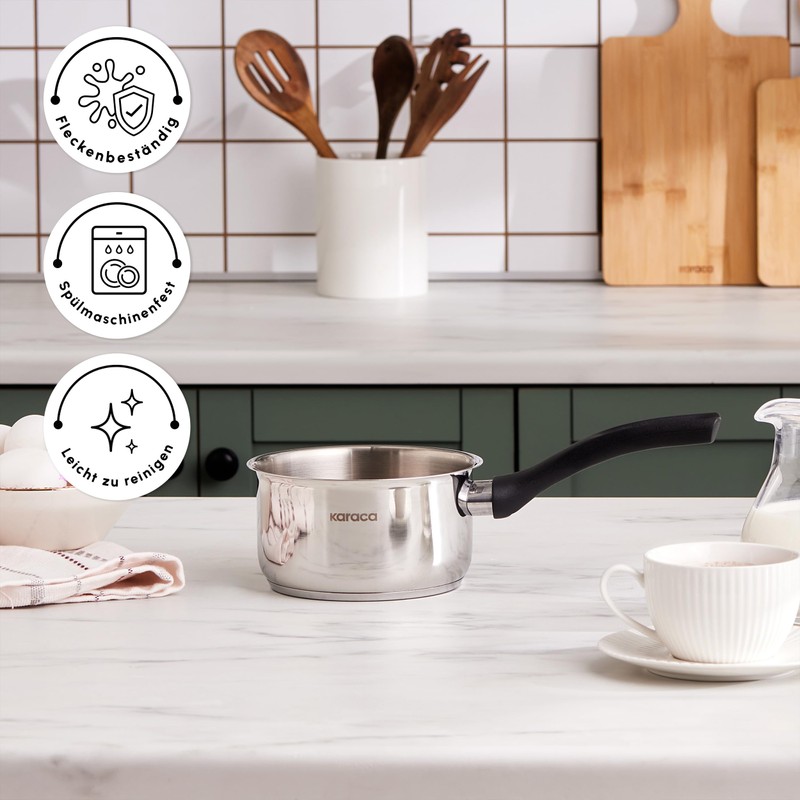 Karaca Gastro Milk Pan, 14 cm, Stainless Steel 304, Milk