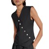 Cicy Bell Womens Waistcoat Vest Sleeveless Blazers V Neck Button