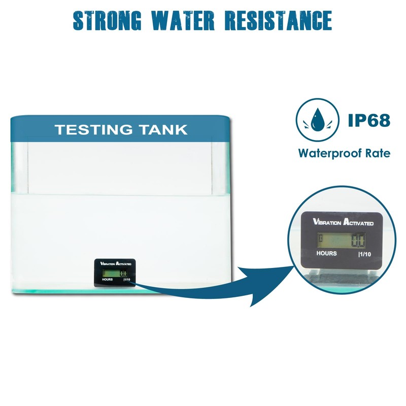 Runleader Digital Mini Vibration Activated Operating Hour Meter with Accelerometer,