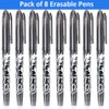 8 Erasable Pens Black Eraser Pen, Rub Out Pens with