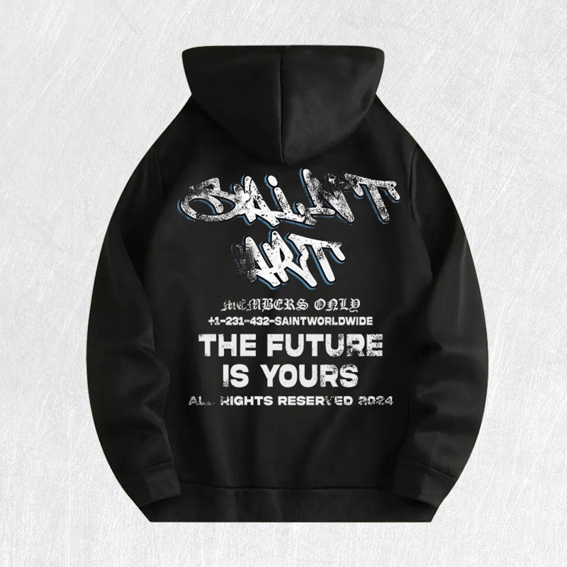 Saint Art the Future Is Yours Graphic Hoodie 100% Cotton