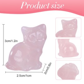 Iridsmole Pink Crystal Cat, Gemstone Cat Ornament, Healing Crystal Cat Gifts for Cat Lover, Figurine Carved Gemstone Cute Cat, Mini Figurine Cat Gifts for Home Office Bedroom Desk Decoration
